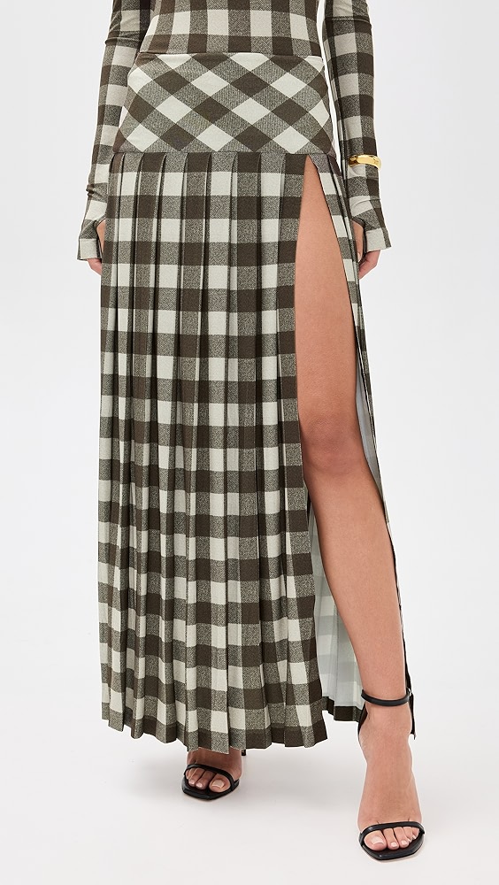 Norma Kamali Pleated Long Skirt With Slit