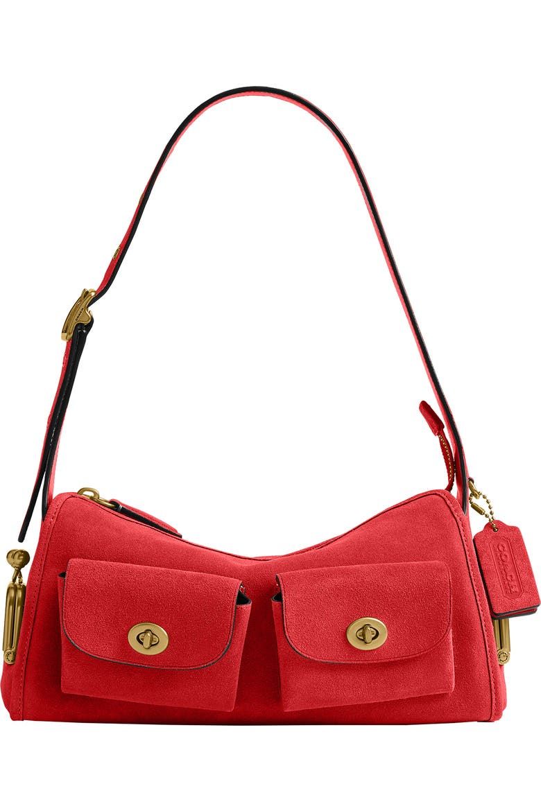 Turnlock Haversack Suede Shoulder Bag