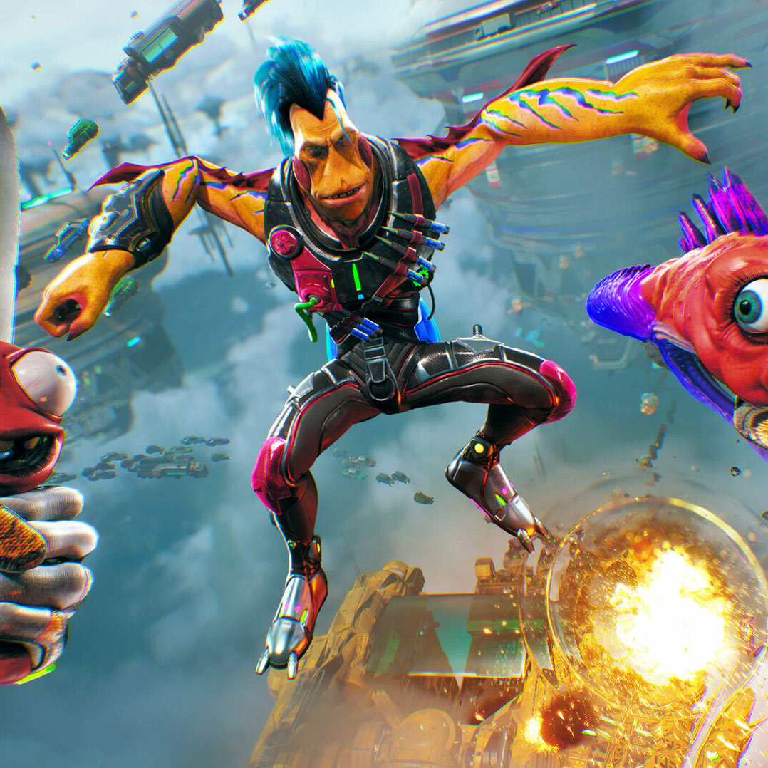 High on Life 2 alien jumping as an explosion goes off in front of them