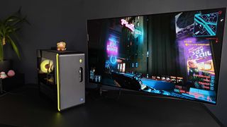 Alienware Aurora R16 podłączono do monitora Philips z systemem Cyberpunk 2077