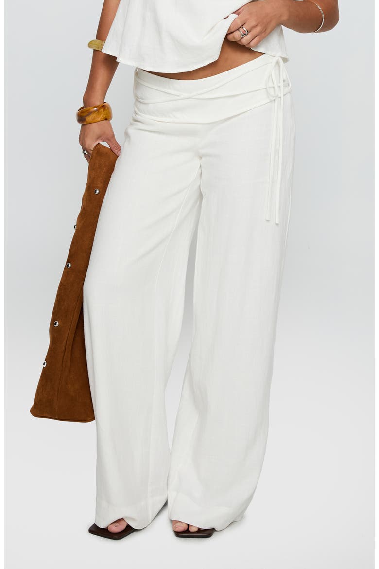 Silver Moon Tie Waist Linen Blend Pants