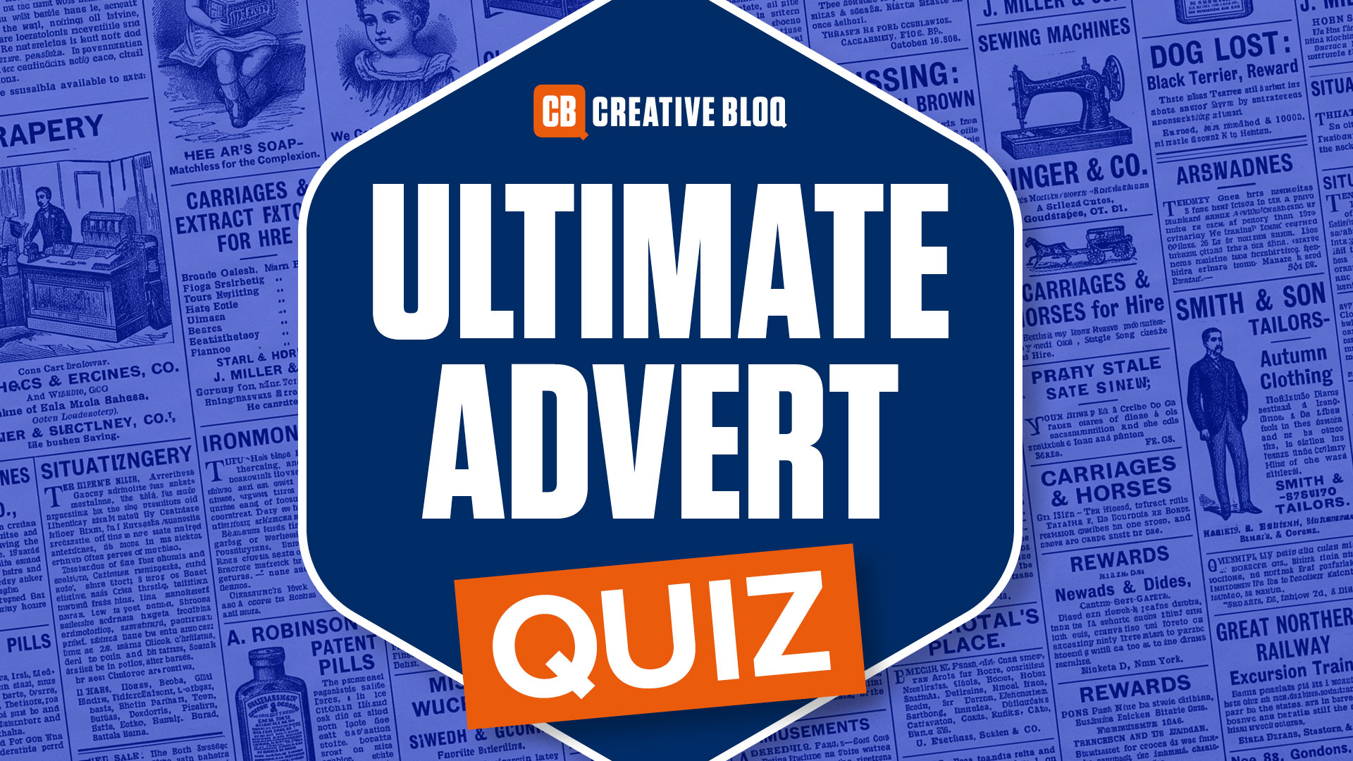 adverts on a blue background with text that says 'ultimate advert quiz'