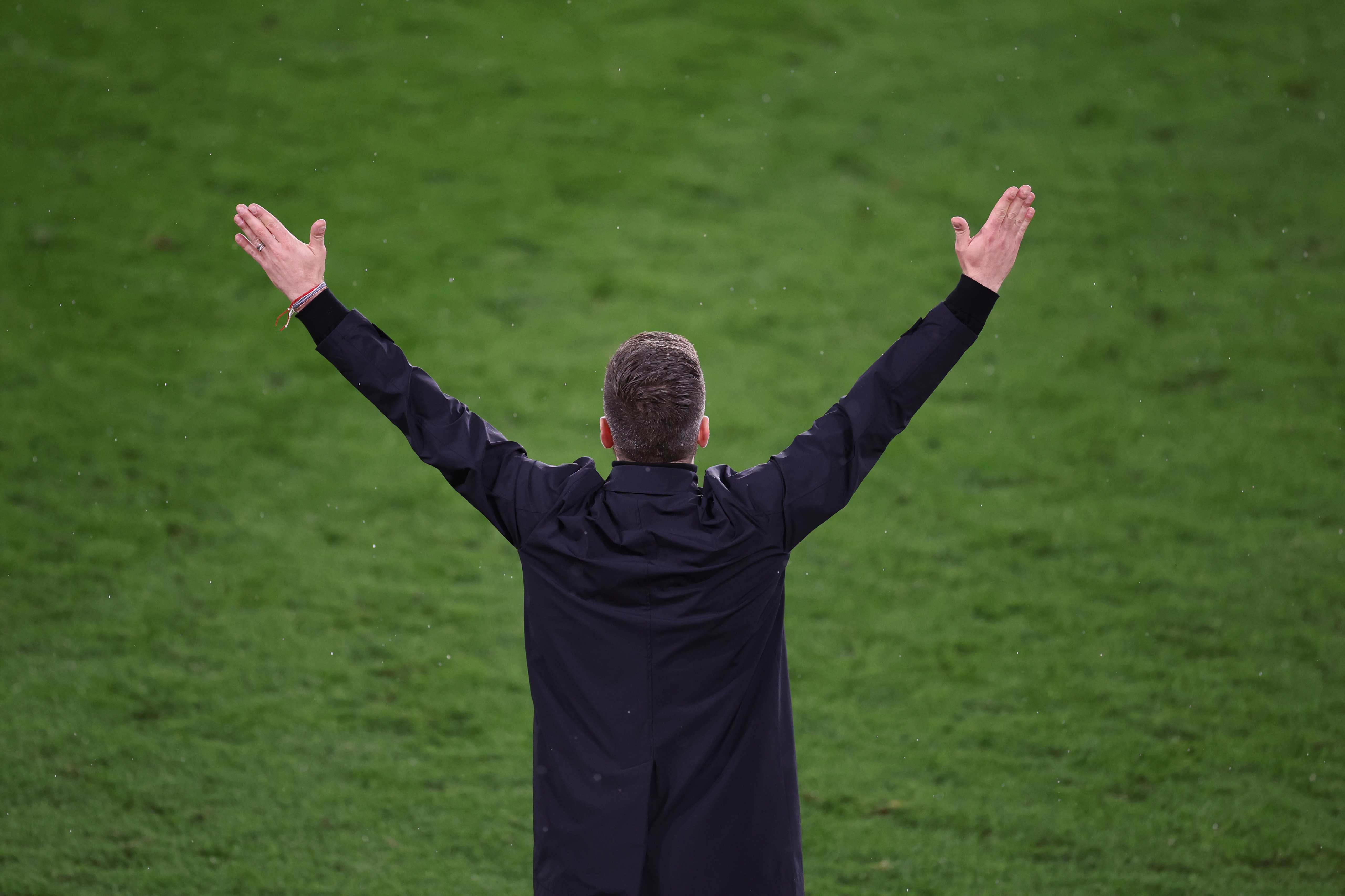 Monaco's Belgian head coach Sebastien Pocognoli reacts during the French L1 football match between AS Monaco and FC Nantes at the Stade Louis II in the Principality of Monaco on February 13, 2026. (Photo by Valery HACHE / AFP)