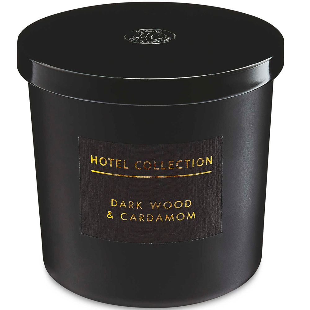 aldi black glass candle in balck box with white background