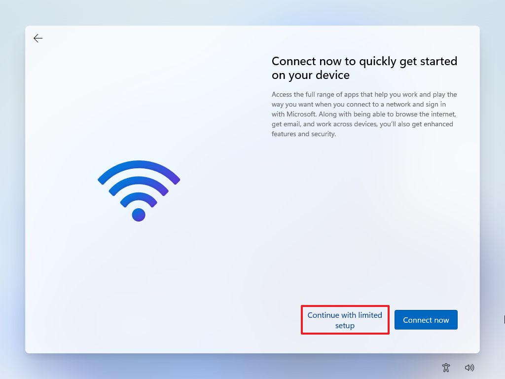 Continue with limited setup