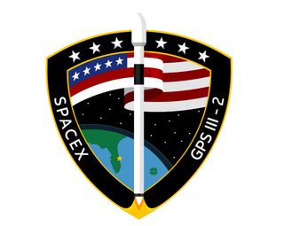 The mission patch for SpaceX's GPS III SV01 navigation satellite launch for the U.S. Air Force.