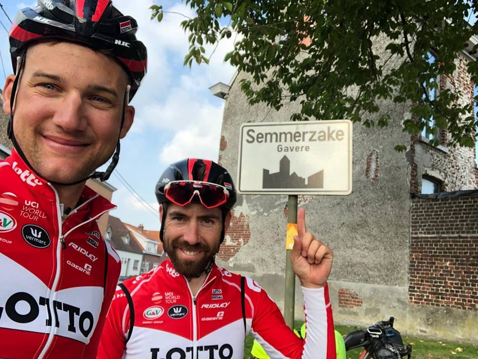 Tim Wellens and Thomas De Gendt arrive home