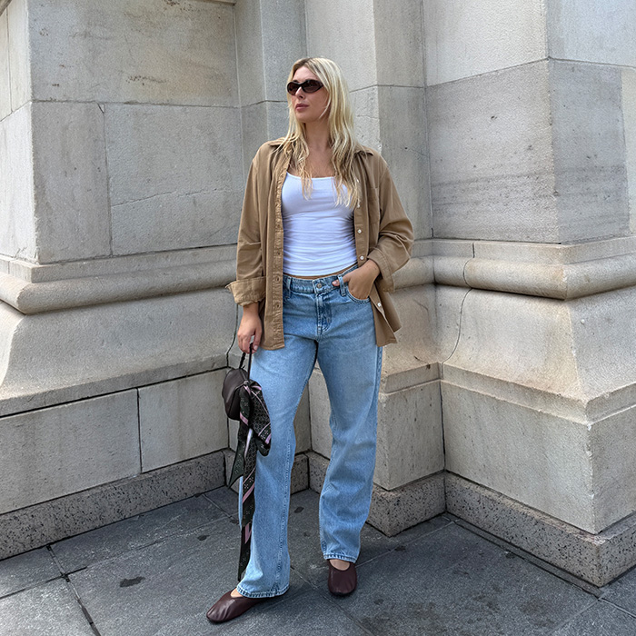 editor wearing gap denim outfit