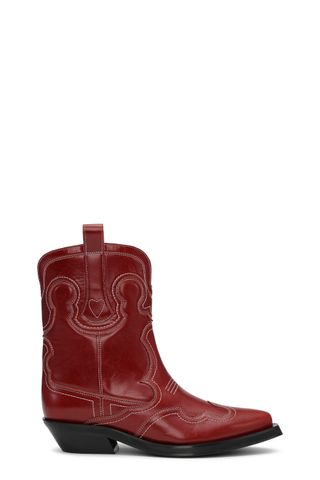 Red Low Shaft Embroidered Western Boots