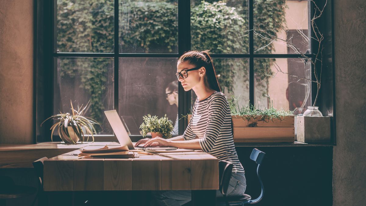 woman using a laptop