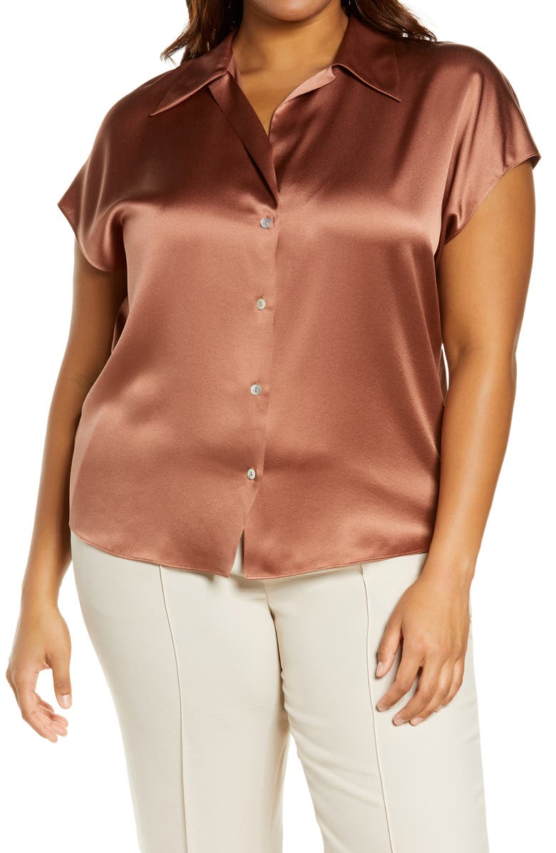 Shaped Collar Silk Blouse