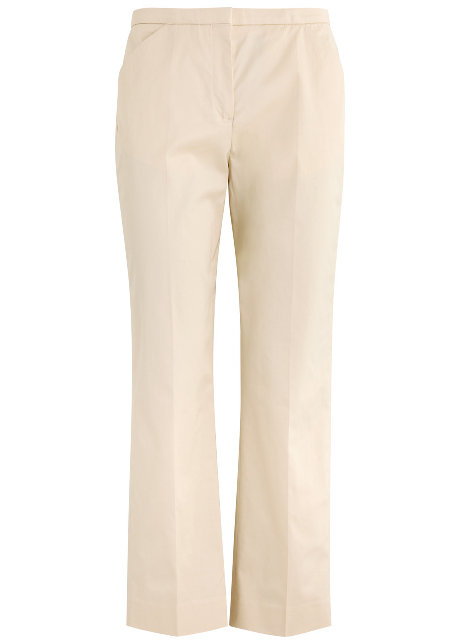 Cropped Straight-Leg Satin Trousers