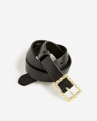 Classic Italian Leather Belt With Twisted Buckle