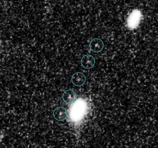 MU69 (circled) was discovered moving against background stars by the Hubble Space Telescope in June 2014, a year before New Horizons reached Pluto.