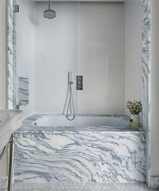 grey veined marble bath