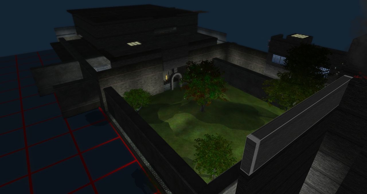 Two images showing the base building in the City of Heroes: Homecoming server.