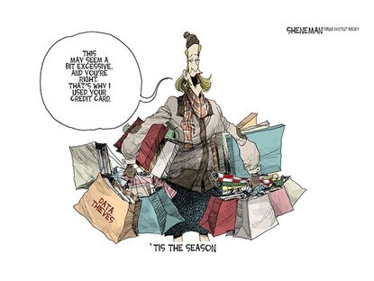 Editorial cartoon holiday season cyberattacks