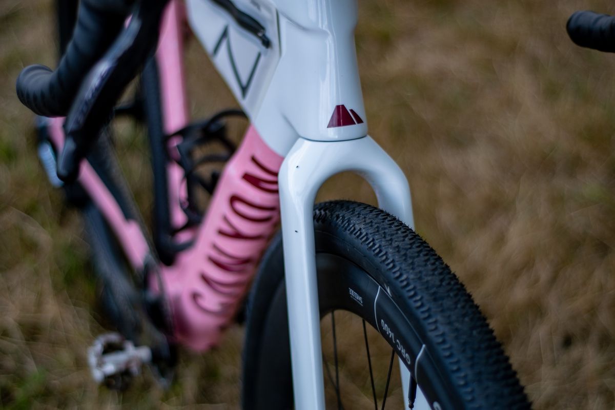 A Canyon Grail CF SLX 8 in the 'strawberry shake' colour