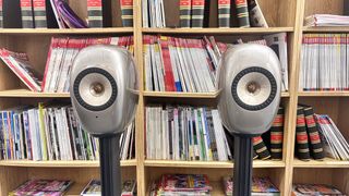 KEF LS Luxe wireless speaker system speakers in Titanium Grey