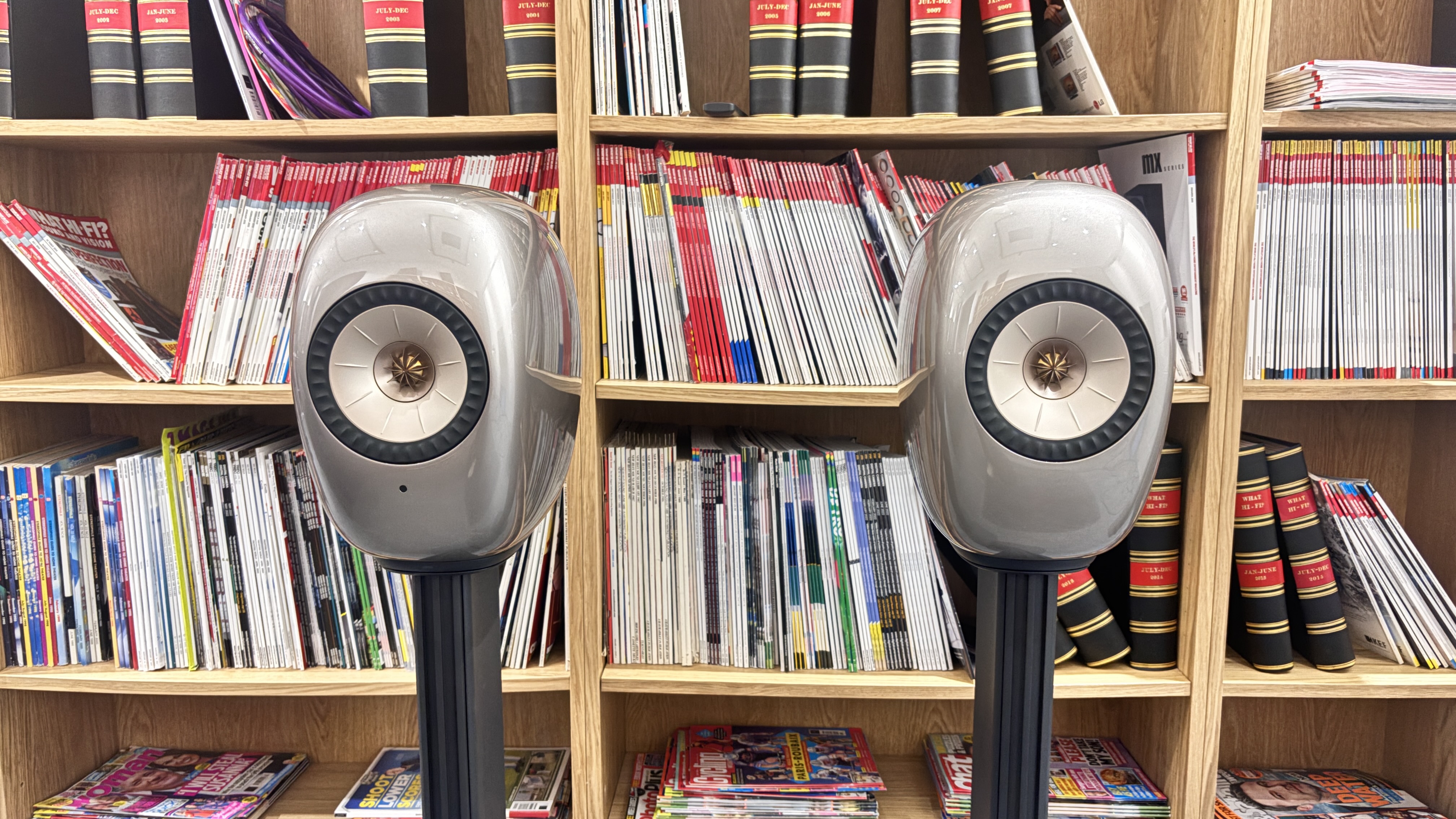 KEF LS Luxe wireless speaker system speakers in Titanium Grey
