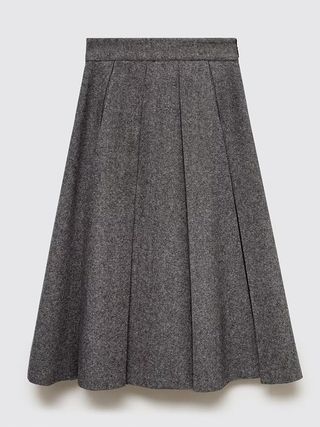 MANGO, Marbled Wool Pleated Skirt