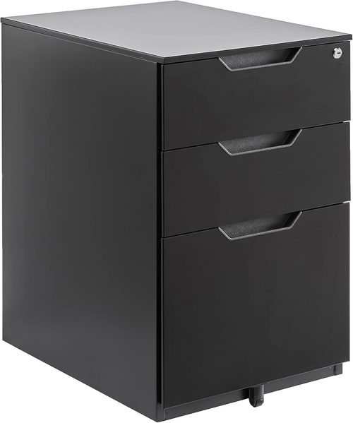 3-Drawer Mobile File Cabinet with Lock
