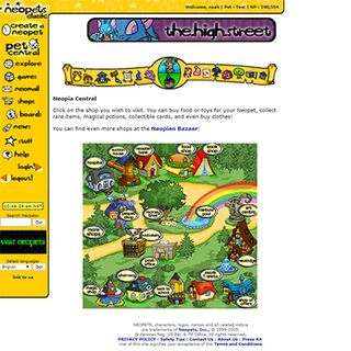 A screenshot of the Neopets website