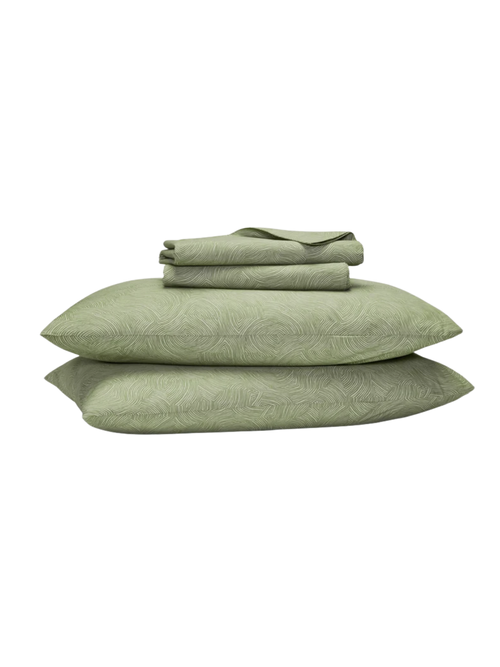 Classic Percale Core Sheet Set in Tonal Fresh Moss Calm Waters