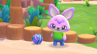 A player standing next to a rubber ball in Hello Kitty Island Adventure.