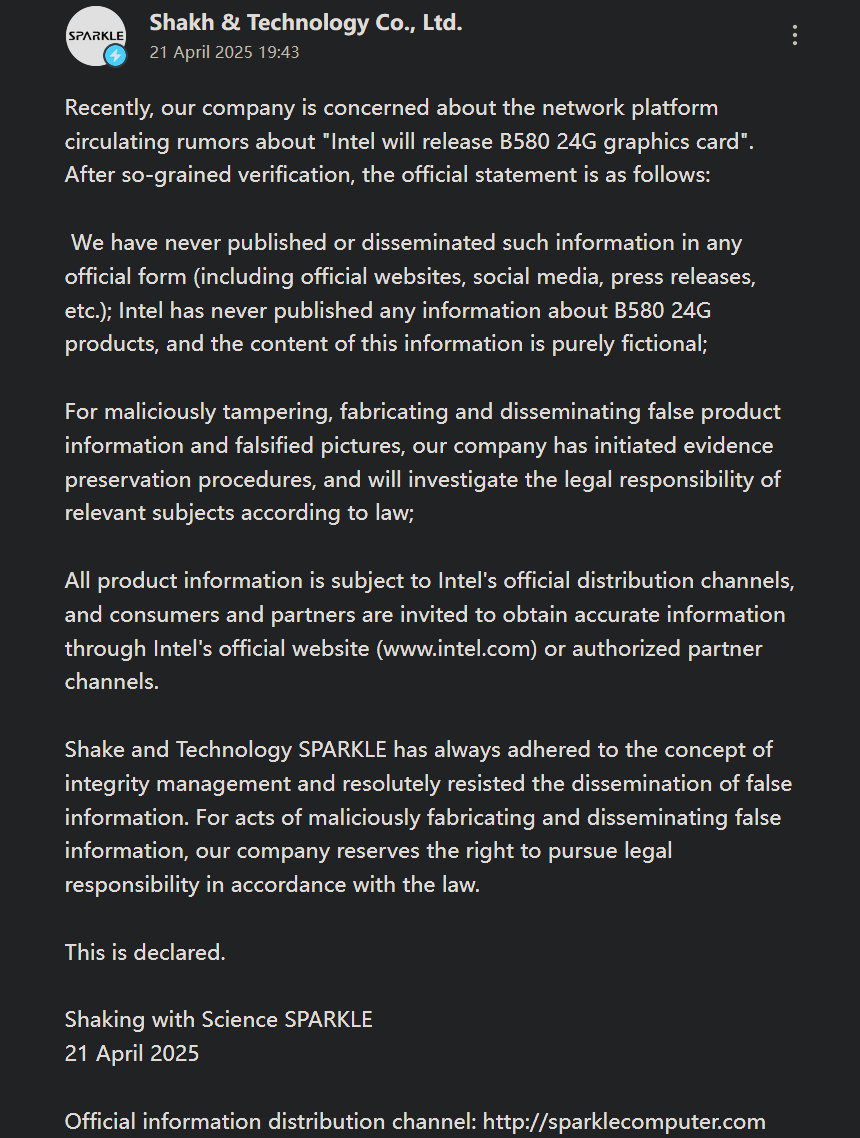 Sparkle's official retraction