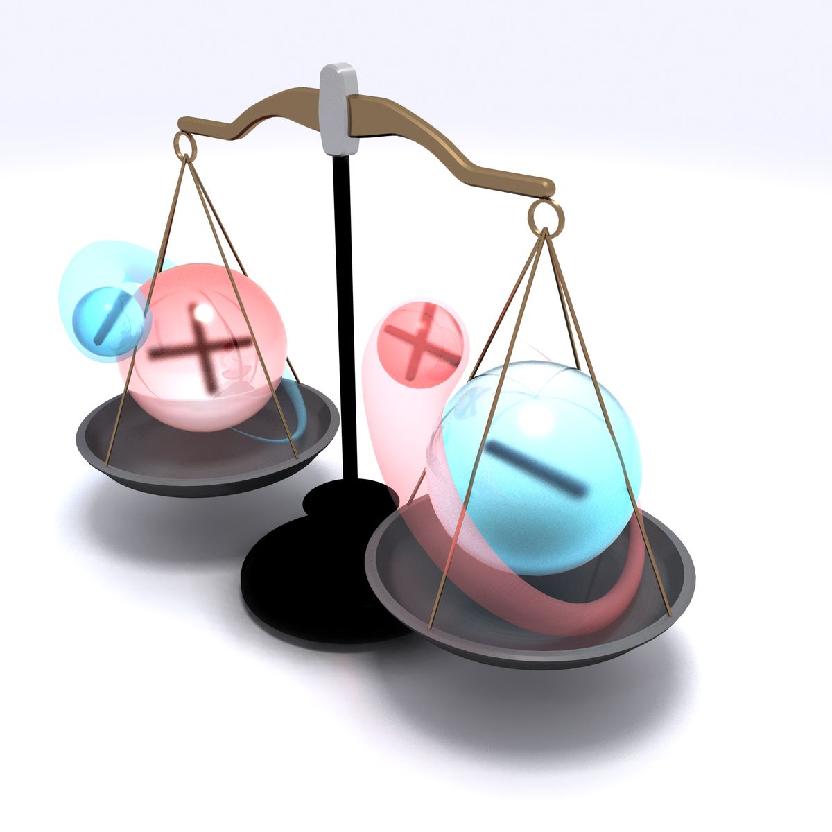 illustration of antimatter atom being weighed on a scale.