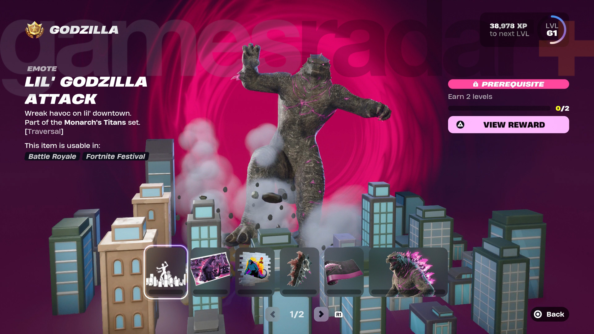 Fortnite Godzilla rewards in Battle Pass