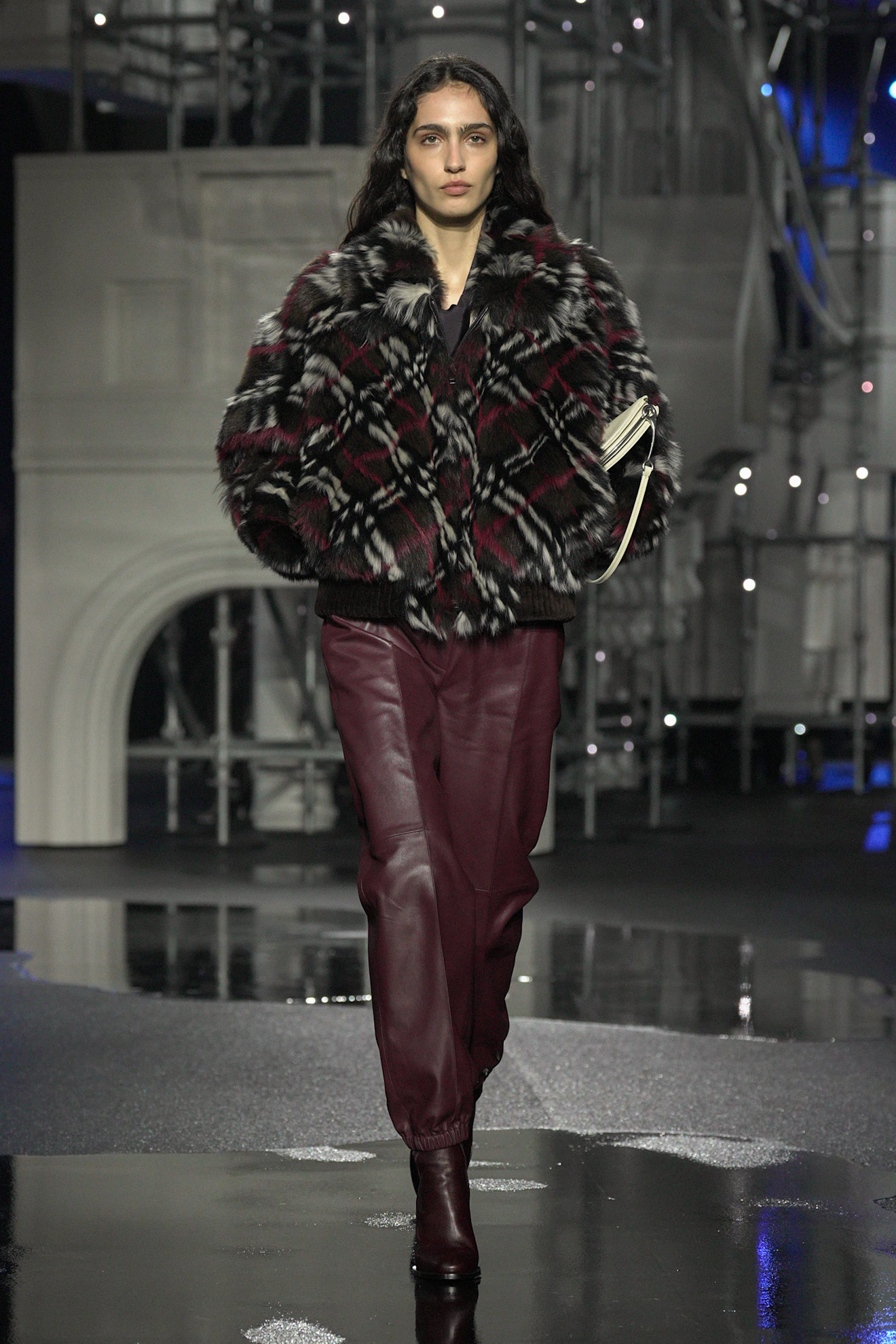 burberry nova check faux fur pieces being worn.