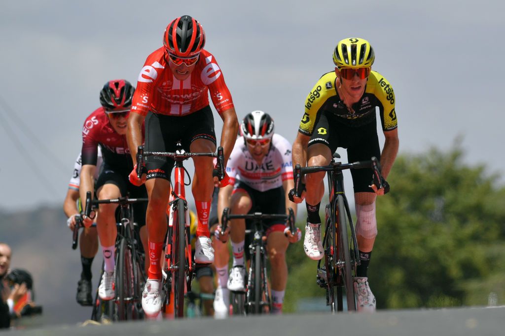 Rob Powers and Simon Yates at the finish