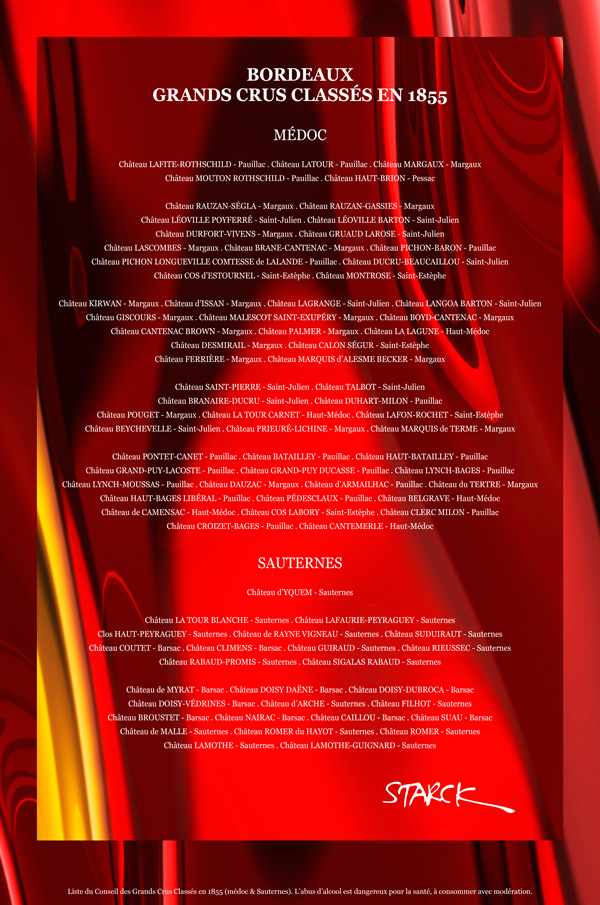 Philippe Starck poster Bordeaux-Grands Crus Classes en 1855