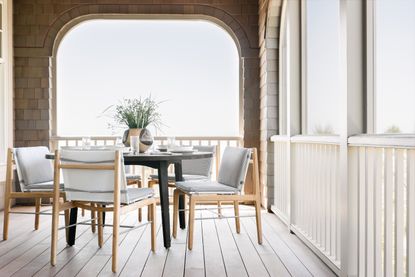 An outdoor dining with a round table