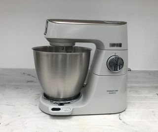 Kenwood Chef XL Titanium Stand Mixer on a marble counter