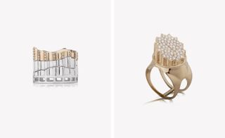 ’Column Fragment’ ring & ’Incomplete Column’ ring in 18-ct yellow gold,