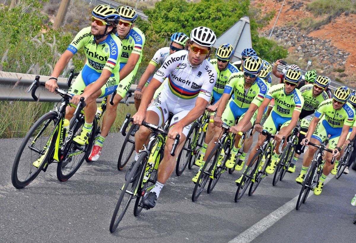 Peter Sagan on the front of the group