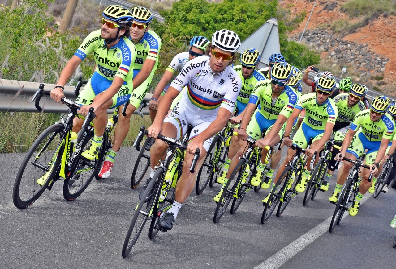 Peter Sagan on the front of the group