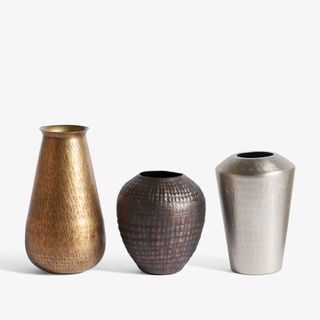 Next Bronze Set of 3 Textured Metal Vases