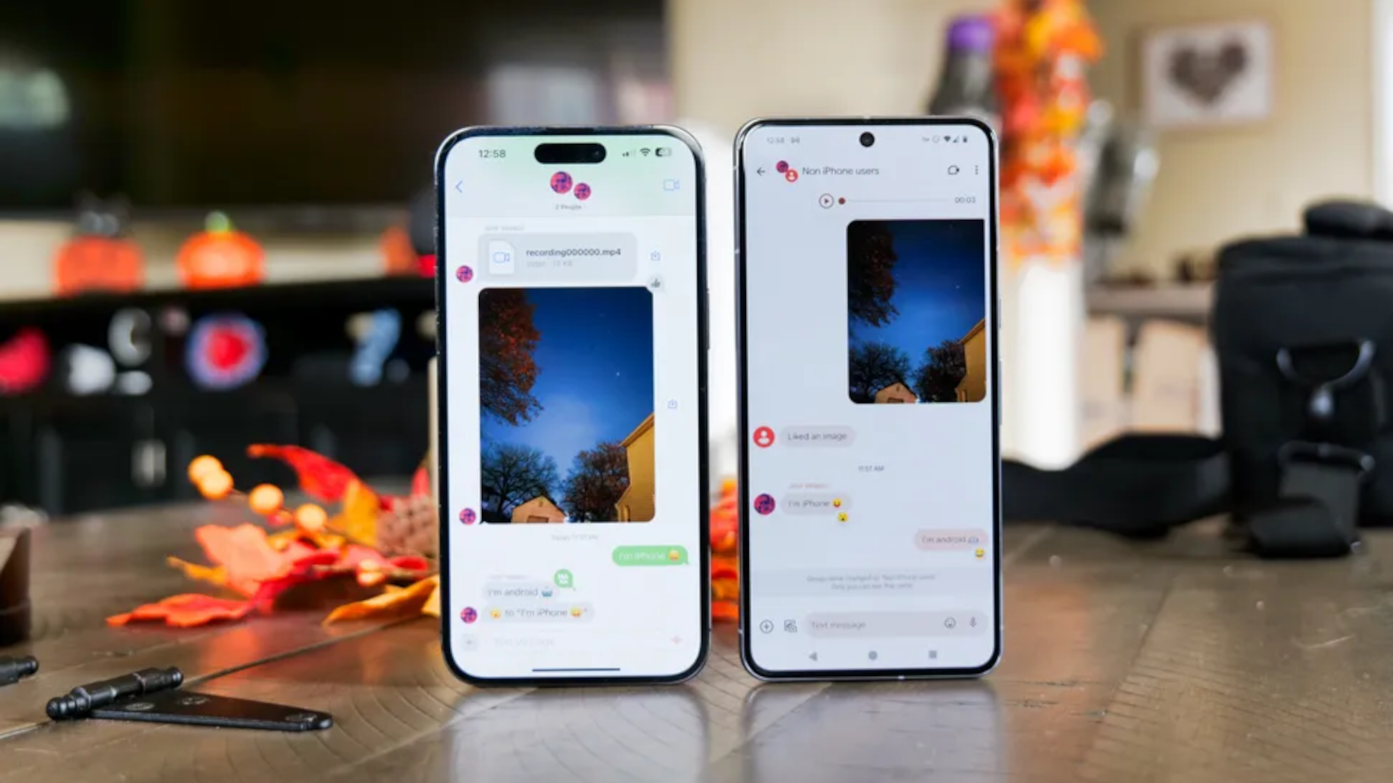 Apple and Android RCS conversation