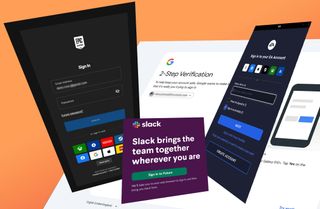 collage with login screens from Google, Slack, EA, and Epic