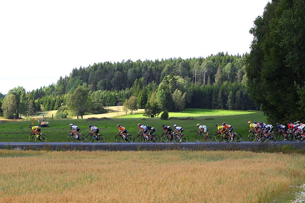 The peloton in action during stage 2