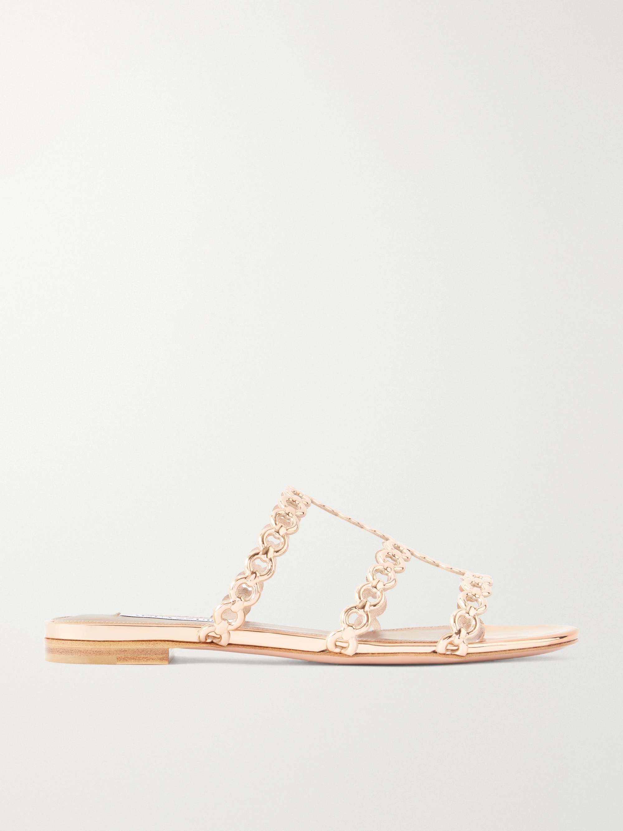Infinity Chain Perforated Metallic-Leather Flats