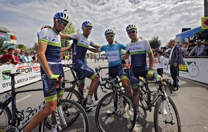 Adam Yates and his Orica GreenEdge teammates