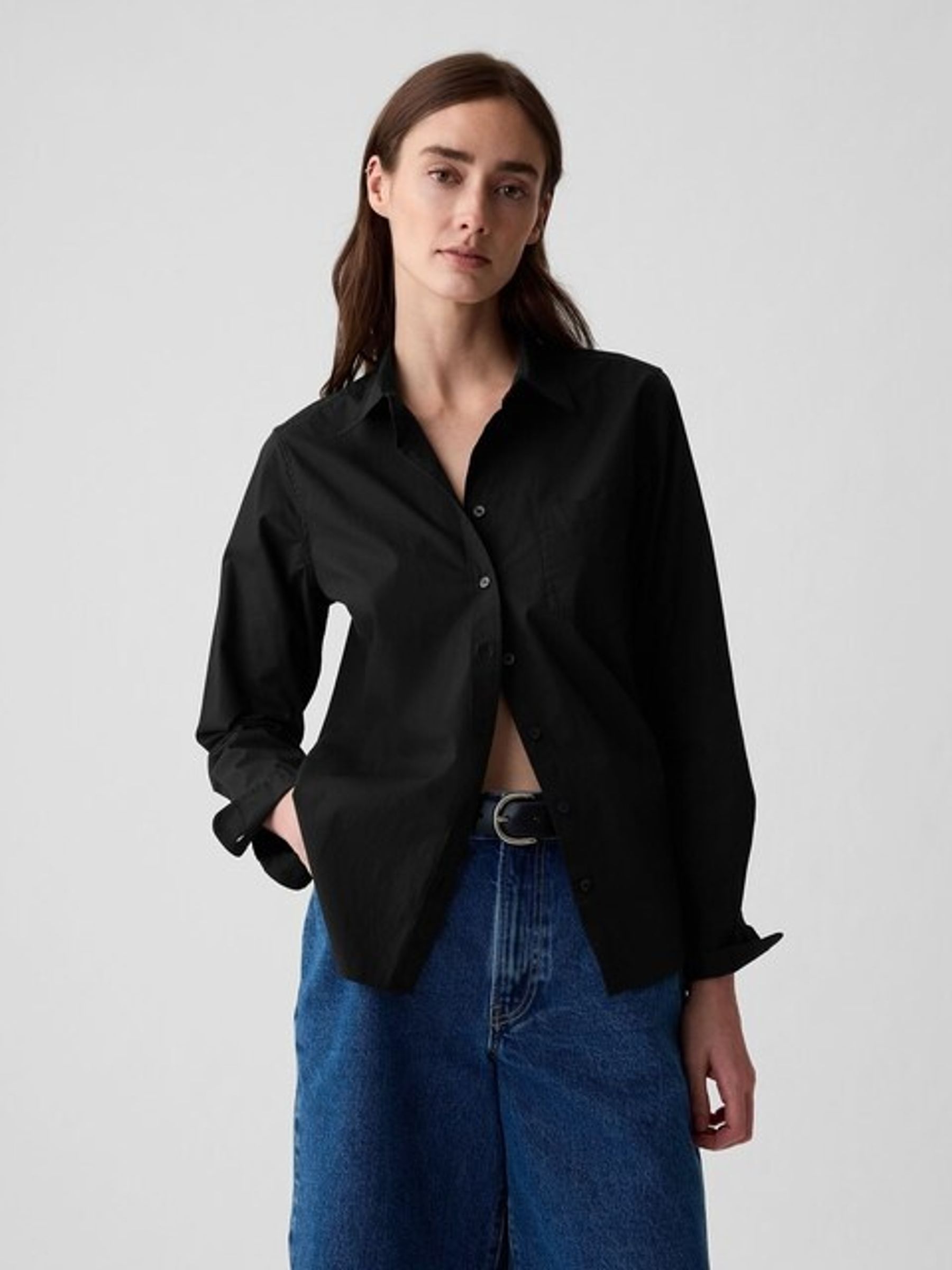 Black Cotton Poplin Classic Shirt