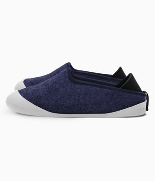 Blue and white slip on shoe