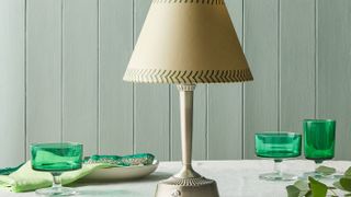 rechargeable table lamp with pleated shade