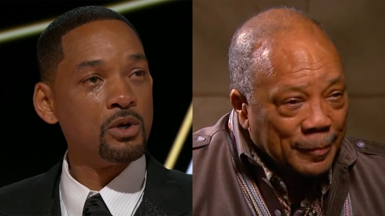 Will Smith accepts his Oscar, and Quincy Jones takes part in an interview